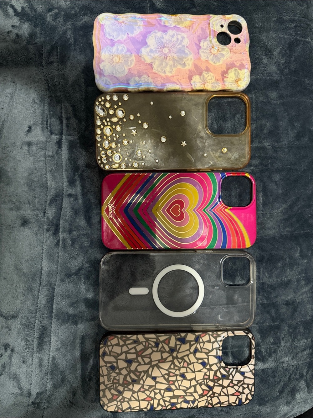 Assorted Pink & Multicolor Decorative iPhone 14 Plus Cases - Set of 5